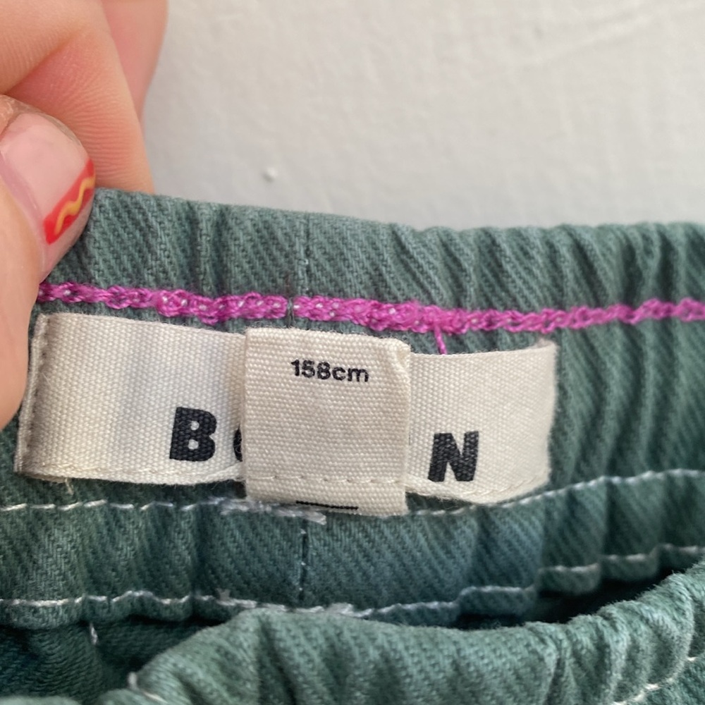 Mini Boden Girls Sz 12-13 Green Cargo Pants Elastic Waist Pull-On Stretch Cotton - Picture 6 of 8